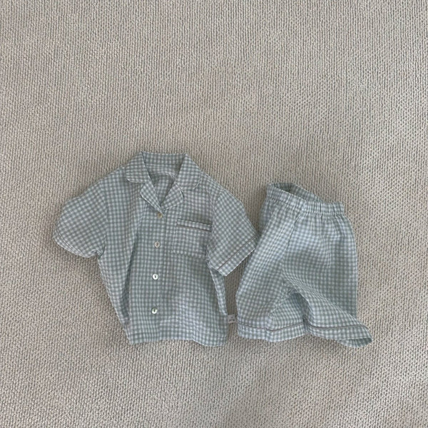 Toddler Seersucker Shirt and Shorts Pajama Set (1-5y) - 2 Colors - AT NOON STORE