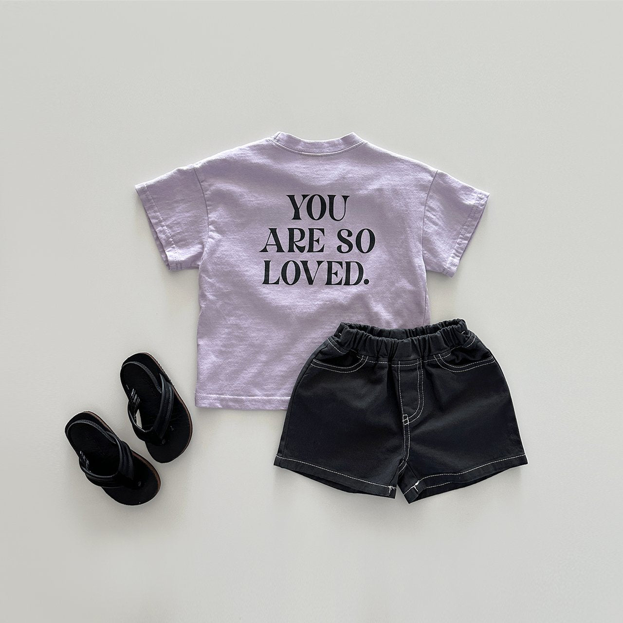 Toddler Bonito Short Sleeve Your Are Loved Tee (6m-6y)- Lavender - AT NOON STORE