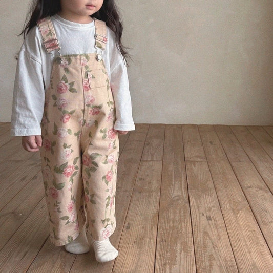 Toddler Bella Floral Print Denim Overalls (2-7y) - AT NOON STORE