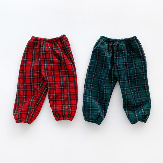 Toddler Tartan Plaid Fleece Jogger Pants (2-6y) - 2 Colors - AT NOON STORE