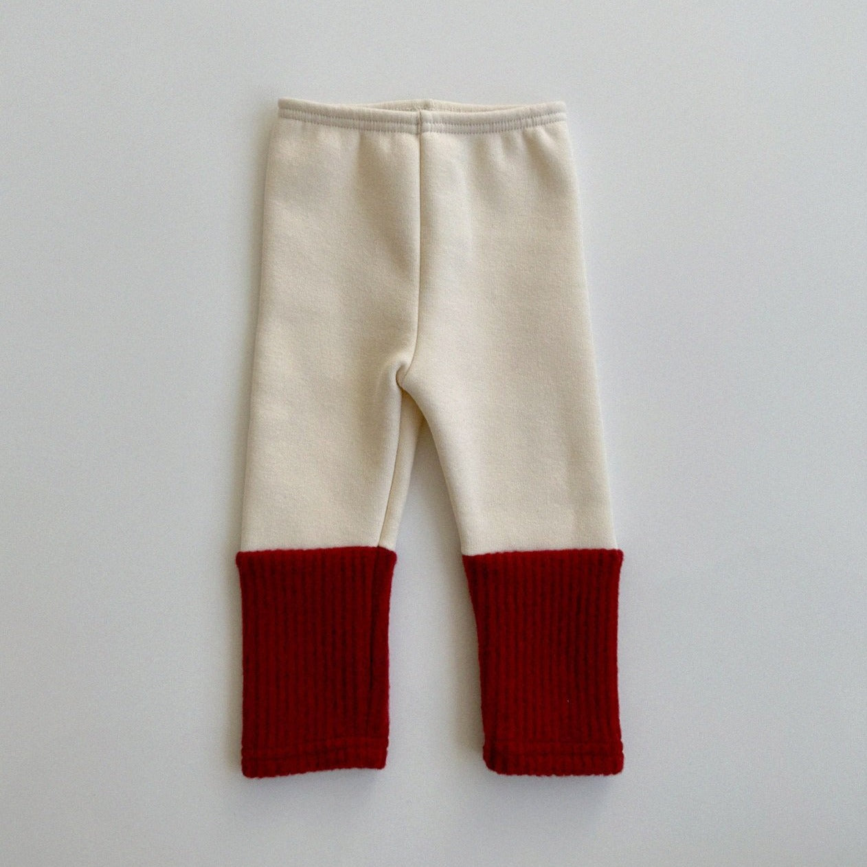 Kids Fleece-Lined Colorblock Sock Leggings (0-5y) - Red - AT NOON STORE