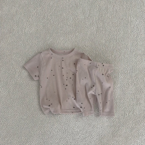 Toddler Star Print T-Shirt and Shorts Set (1-5y) - Dusty Rose