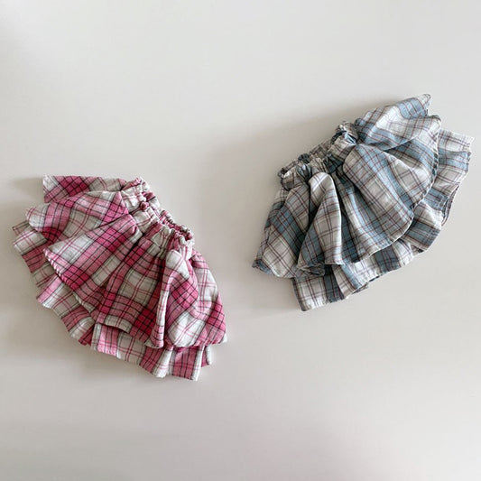 Toddler Plaid Skirt Shorts (1-7y) - Blue - AT NOON STORE