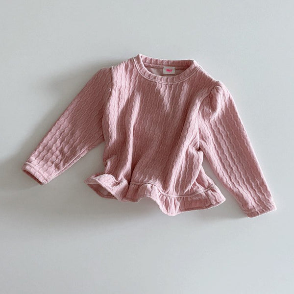 Toddler Textured Velour Ruffle Top and Flare Pants Set(1-6y) - Pink
