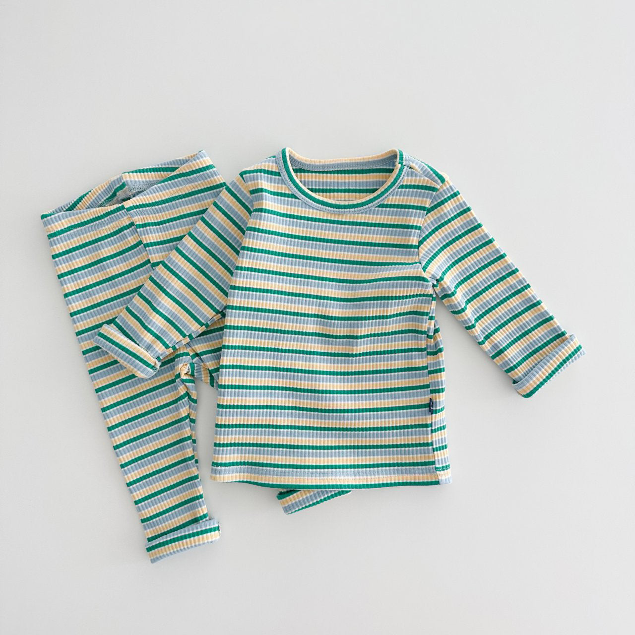 Kids Oott Stripe Top and Leggings Set (1-6y)- Green - AT NOON STORE