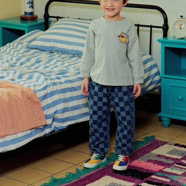 Toddler Checker Denim Pull-On Pants (2-6y) - Blue