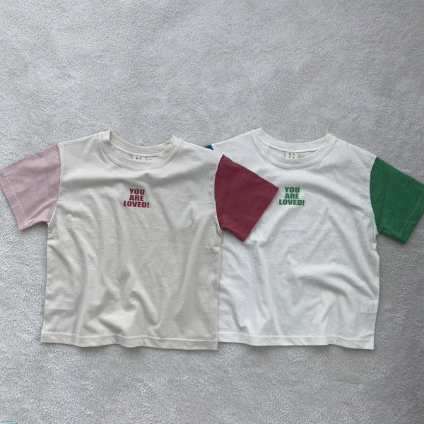 Toddler Colorblock Short Sleeve You are loved Oversized Tee (2-7y) - 2 Colors