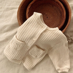Baby Ribbed Pocket Cardigan (3-18m) -2 Colors