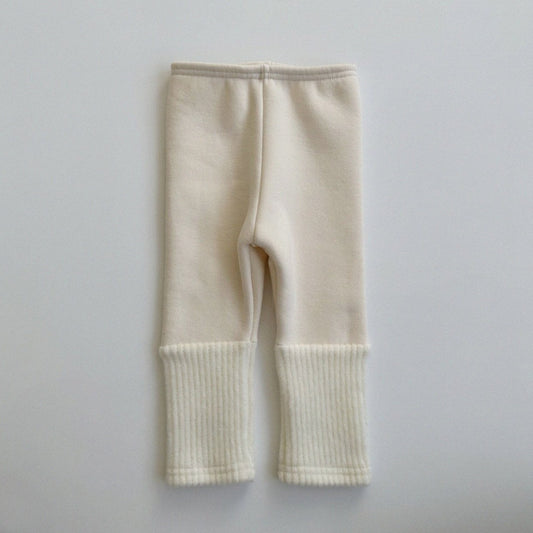 Kids Fleece-Lined Colorblock Sock Leggings (0-5y) - Ivory - AT NOON STORE