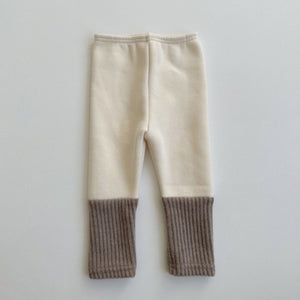 Kids Fleece-Lined Colorblock Sock Leggings (0-5y) - Mocha