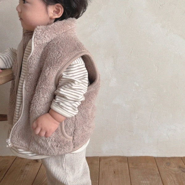 Baby Toddler Bella Fluffy Fleece Pocket Vest  (3m-6y) - 3 Colors