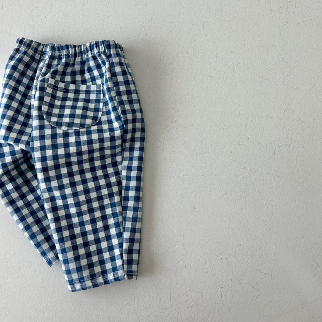 Toddler F23 Land Gingham Pull-On Pants (4m-6y) - Navy - AT NOON STORE