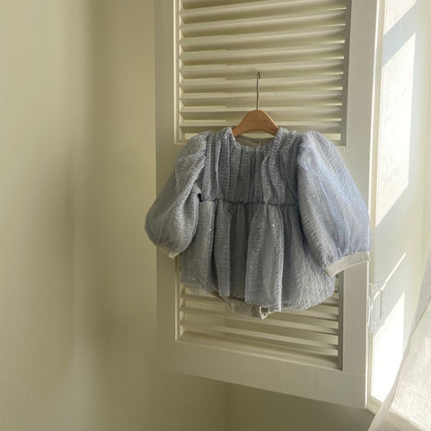 Baby Ann Long Sleeve Lace Detail Dress Romper (6-18m) - Sky