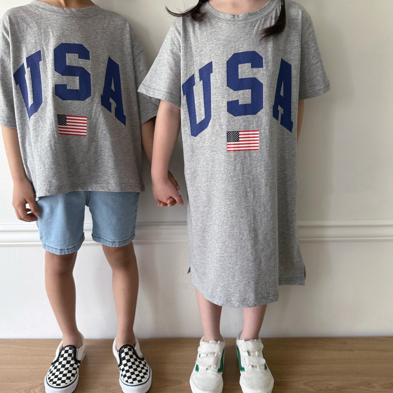 Kids Oversized USA Print Short Sleeve T-Shirt (2-8y) - 2 Colors - AT NOON STORE