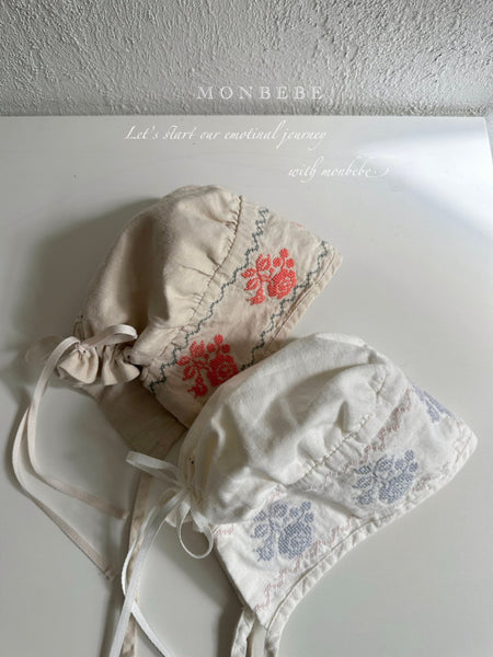Girls Monbebe Floral Embroidery Bonnet (3m-5y)