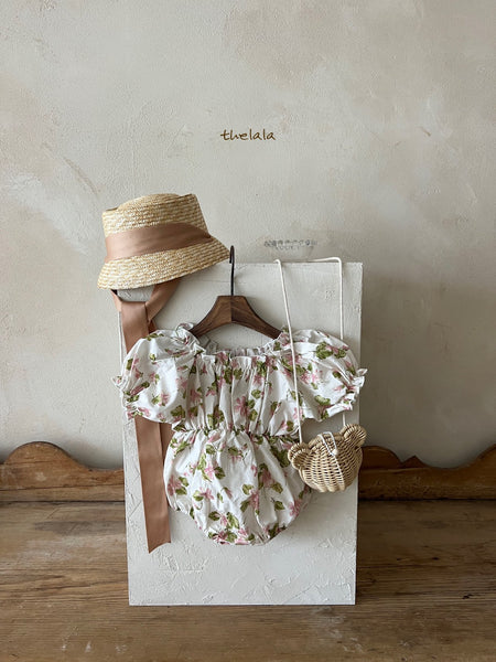Baby Lala Floral Short Puff Sleeve Romper (0-24m) - 2 Colors