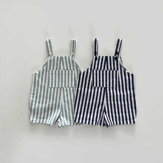 Baby/Toddler Stripe Cotton Shortalls (1-6y)- 2 Colors