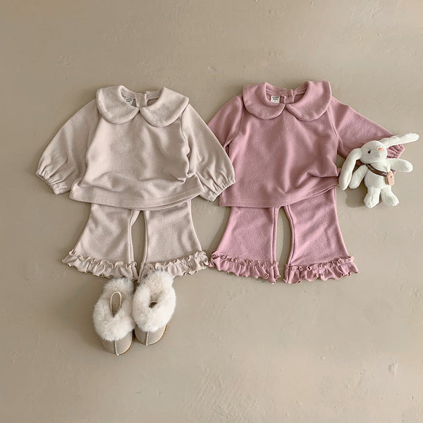 Baby Peter Pant Collar Top and Flare Pants Set (6m-3y) - Pink