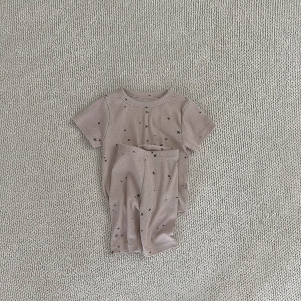 Toddler Star Print T-Shirt and Shorts Set (1-5y) - Dusty Rose