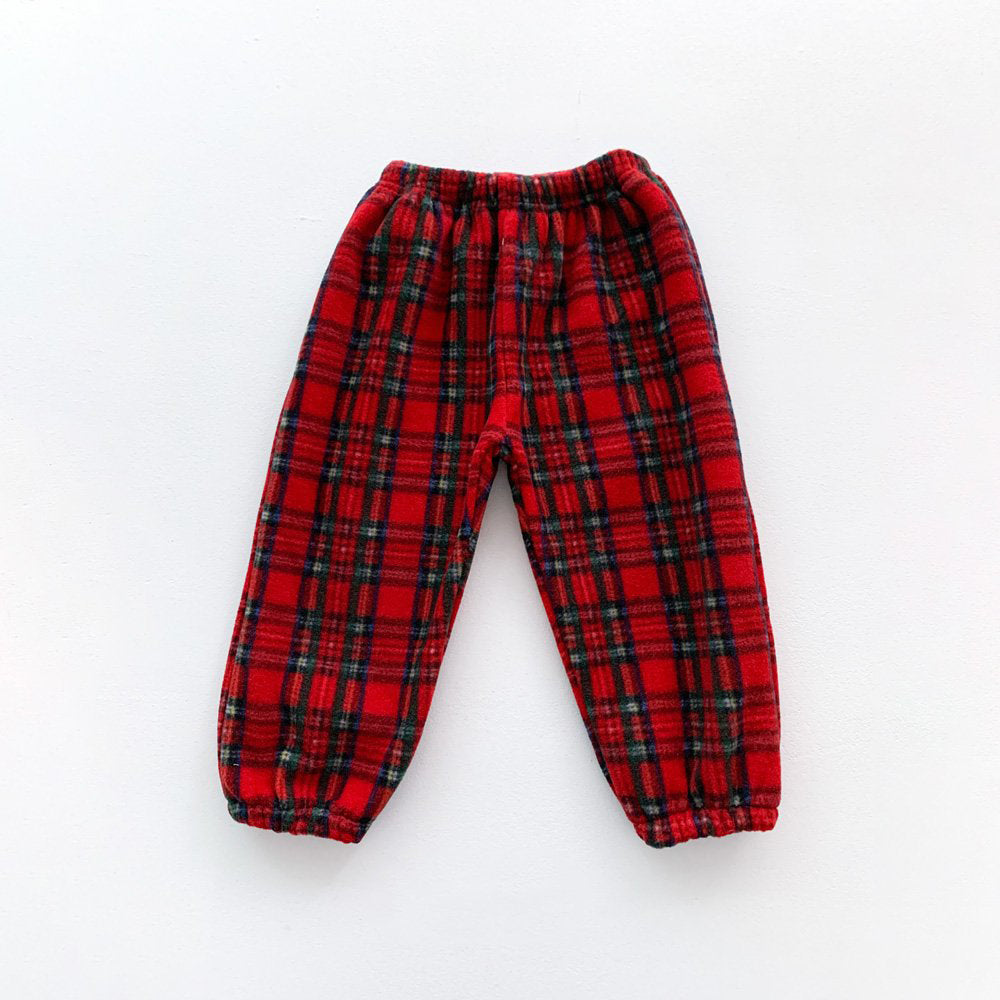 Toddler Tartan Plaid Fleece Jogger Pants (2-6y) - 2 Colors - AT NOON STORE