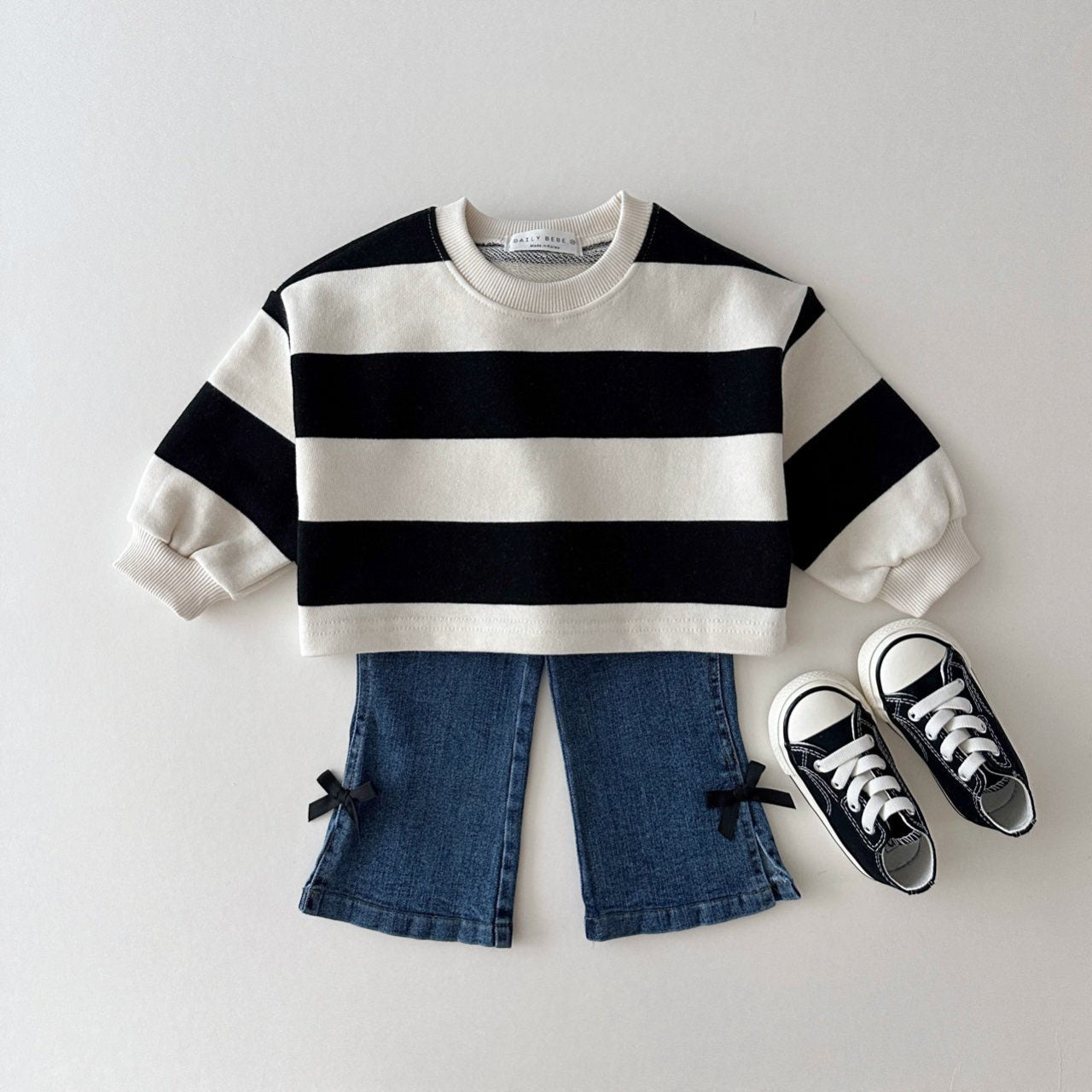 Kids Bold Stripe Crop Sweatshirt (1-6y) - 2 Colors - AT NOON STORE