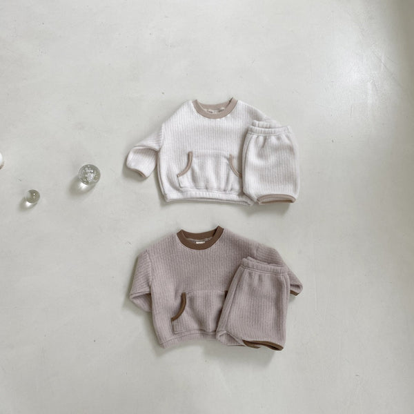Baby BH Kangaroo Pocket Fleece Top and Shorts Set (3-18m) - Cream