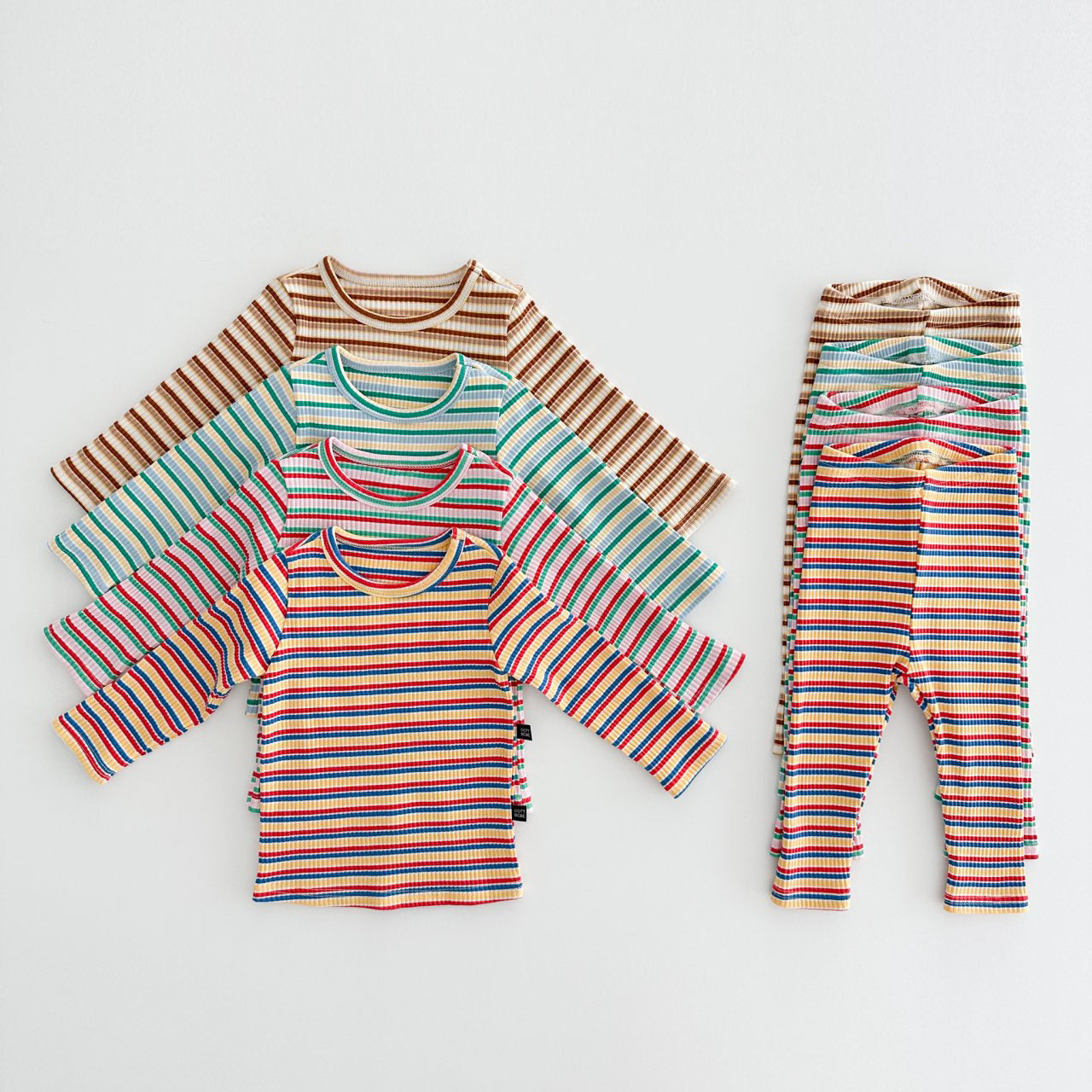 Kids Oott Stripe Top and Leggings Set (1-6y)- Green - AT NOON STORE