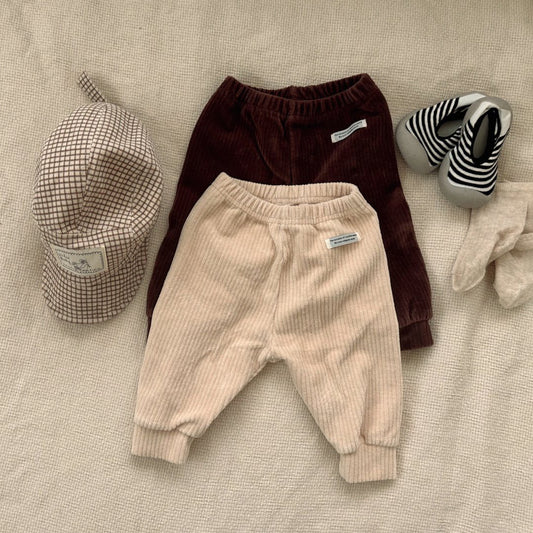 Baby Velour Ribbed Jogger Pants (3-18m) -2 Colors - AT NOON STORE