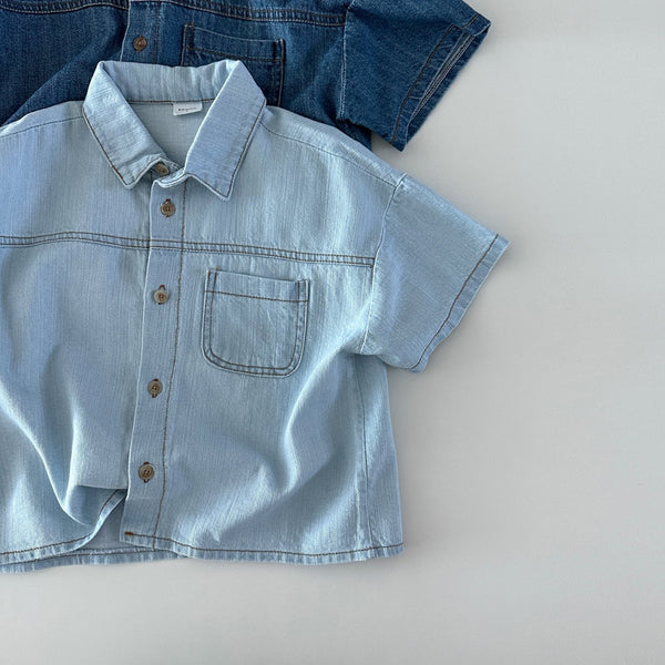Toddler Short Sleeve Denim Shirt (6m-5y) - 2 Colors - AT NOON STORE