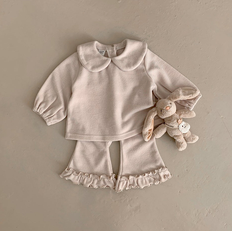 Baby Peter Pant Collar Top and Flare Pants Set (6m-3y) - Beige