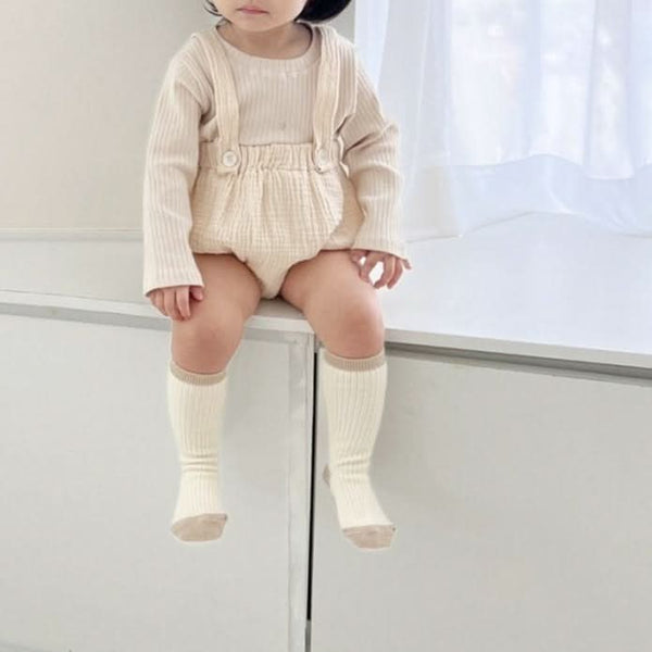 Baby Rib-Knit Tee and Suspender Bloomer Set (6-18m) - Beige