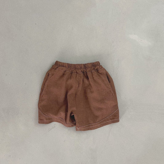 Toddler Bella Stitch Shorts (1-5y) - Brown - AT NOON STORE