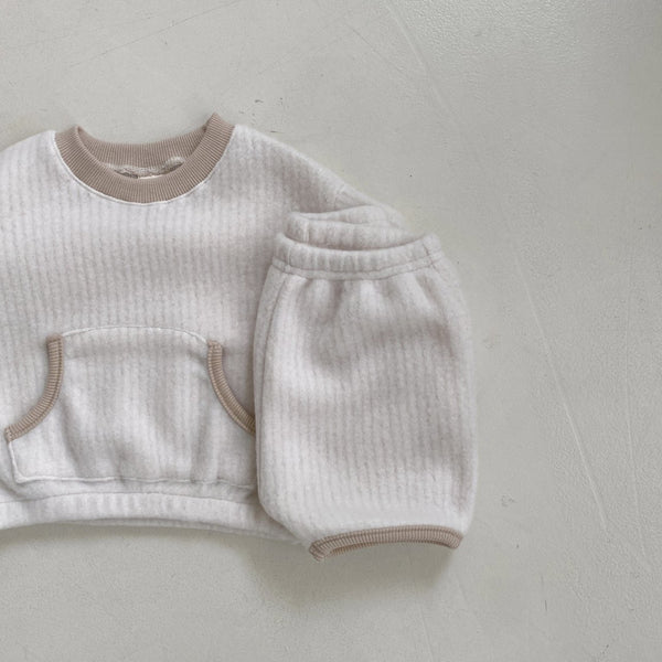 Baby BH Kangaroo Pocket Fleece Top and Shorts Set (3-18m) - Cream