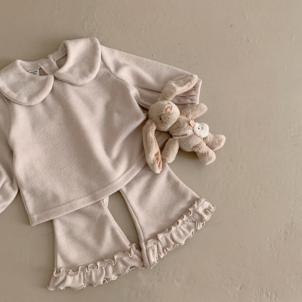 Baby Peter Pant Collar Top and Flare Pants Set (6m-3y) - Beige