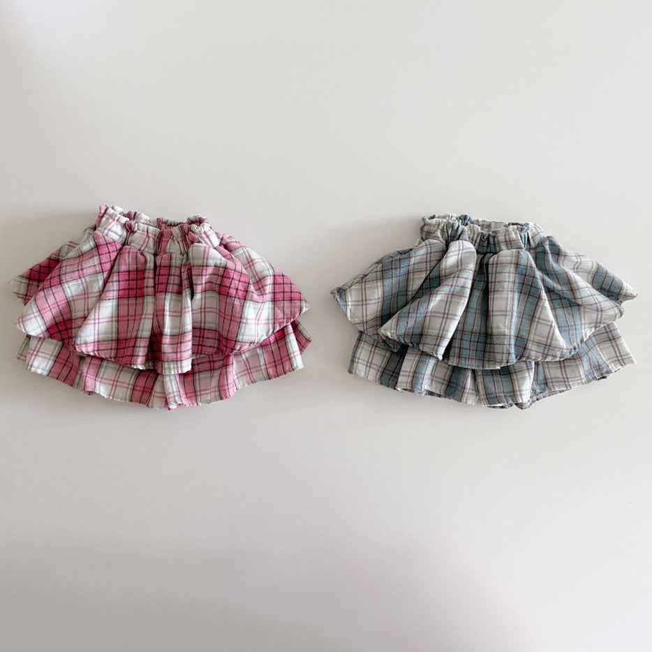 Toddler Plaid Skirt Shorts (1-7y) - Blue - AT NOON STORE