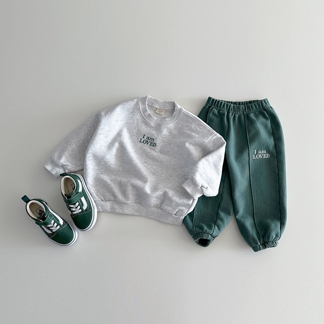 Toddler I Am Loved Embroidery Sweatshirt and Jogger Pants (6m-6y) -3 Colors