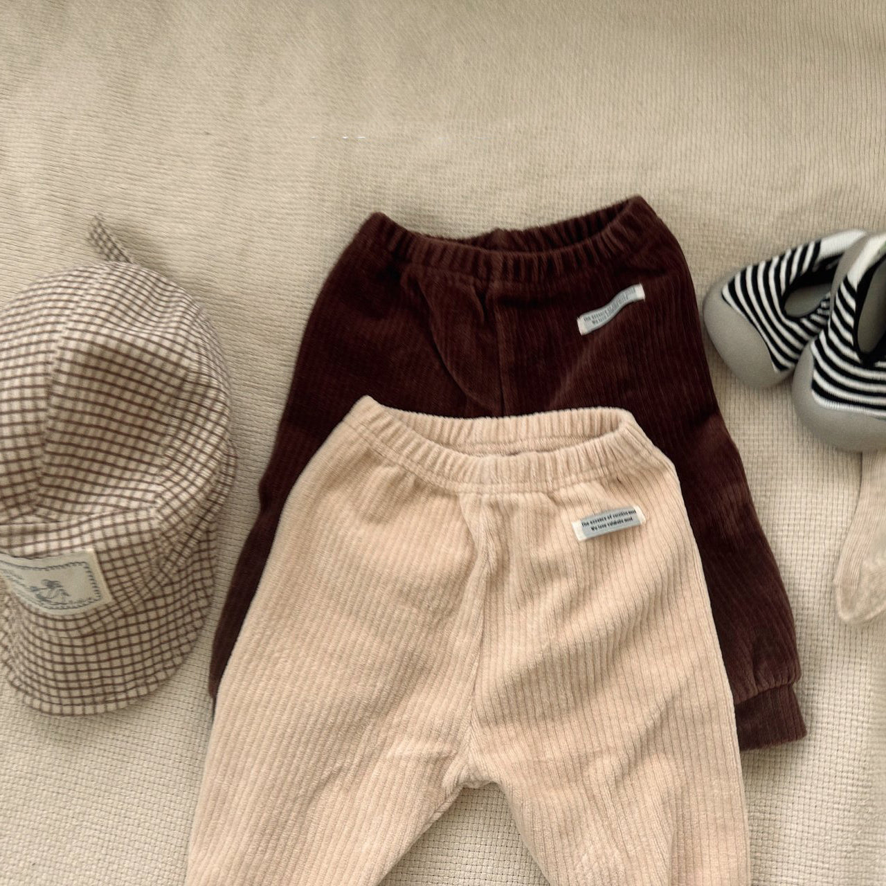 Baby Velour Ribbed Jogger Pants (3-18m) -2 Colors - AT NOON STORE