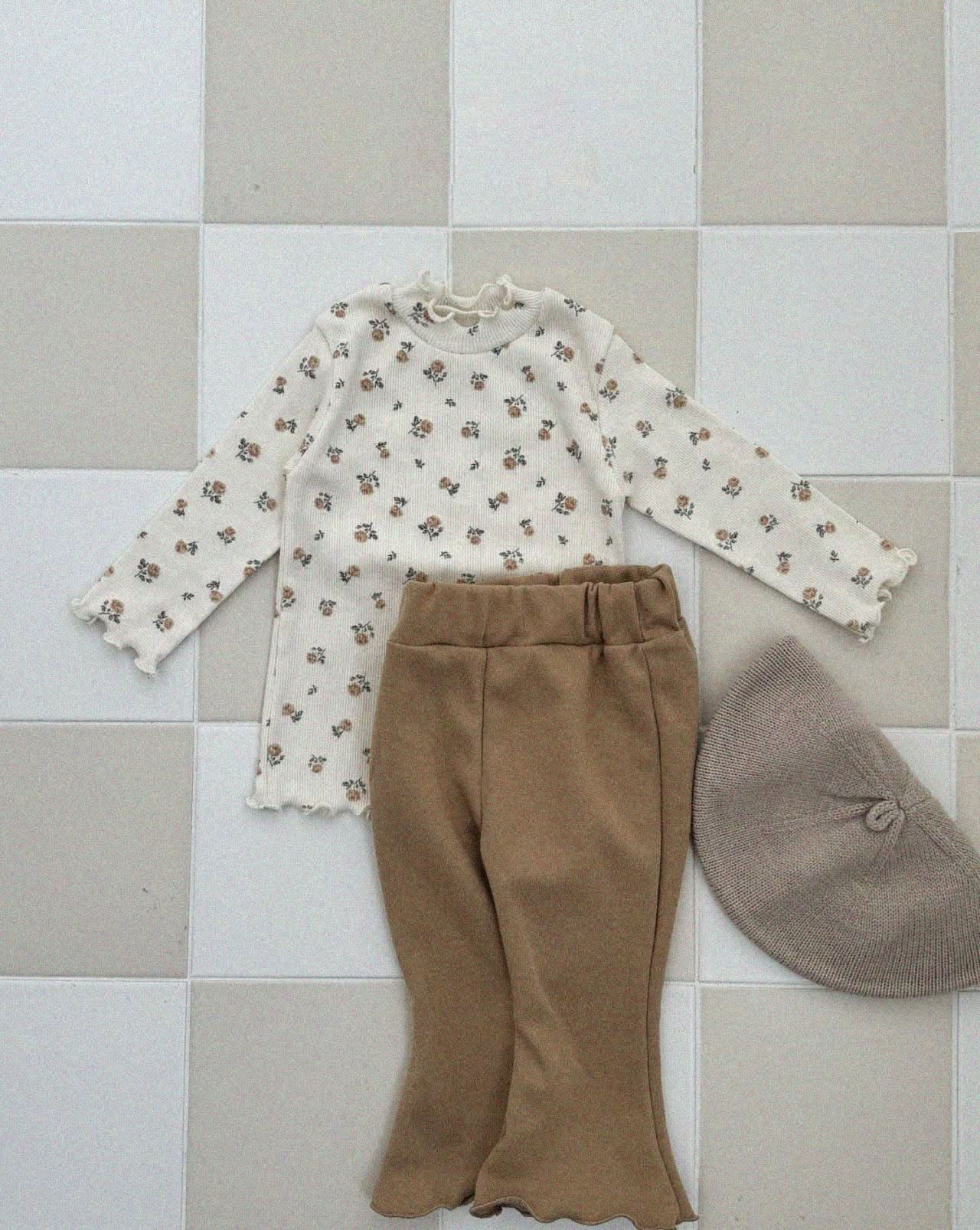 Kids 24SP Lettuce Edge Flare Pants(0 - 5y) - Mocha kids outfit