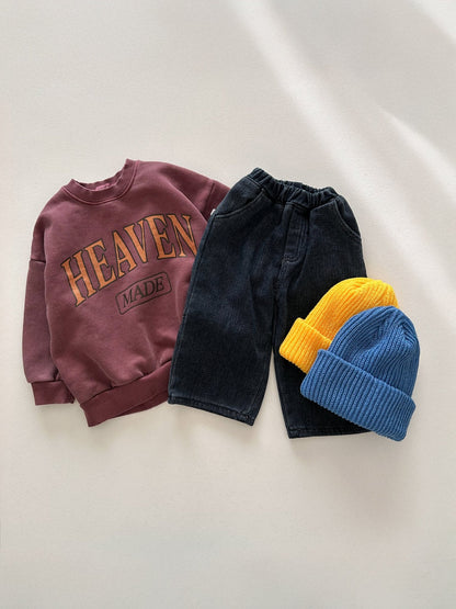Kids Adult 'HEAVEN' Garment Dyed Long Sleeve Brushed Cotton Sweatshirt (2 - 7y, Adult) - 2 Colors kids outfit