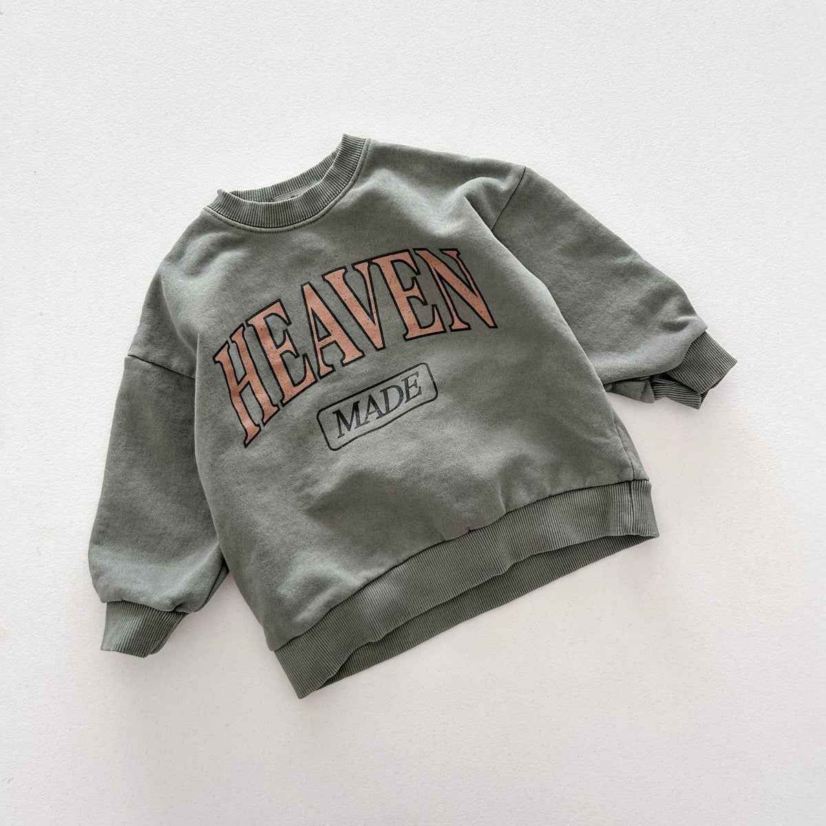 Kids Adult 'Heaven Made' Garment Dyed Long Sleeve Sweatshirt (1-7y, Adult) - 3 Colors kids outfit