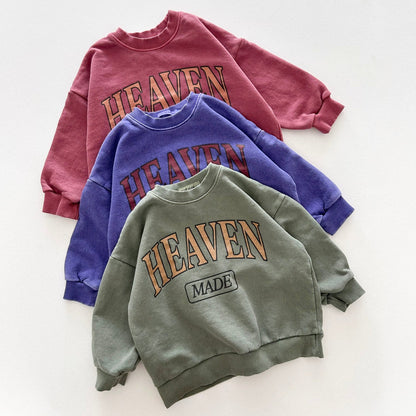 Kids Adult 'Heaven Made' Garment Dyed Long Sleeve Sweatshirt (1-7y, Adult) - 3 Colors kids outfit