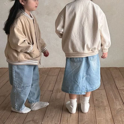 Kids Bella Double Pocket Varsity Jacket (6m - 6y) - 2 Colors kids outfit