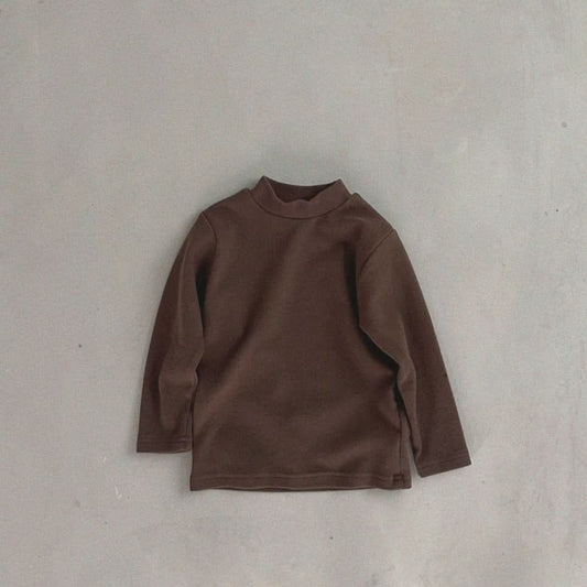 Kids Bella Mockneck Top (6m - 6y) - Brown kids outfit