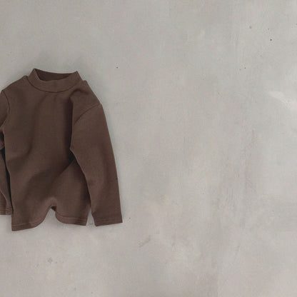 Kids Bella Mockneck Top (6m - 6y) - Brown kids outfit