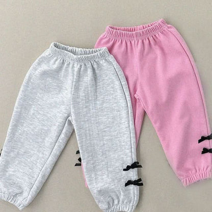 Kids Black Velvet Bow Jogger Pants (1 - 6y) - 2 Colors kids outfit