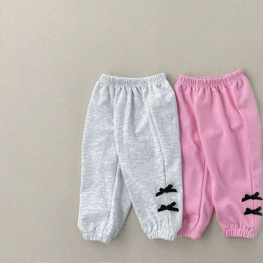 Kids Black Velvet Bow Jogger Pants (1 - 6y) - 2 Colors kids outfit