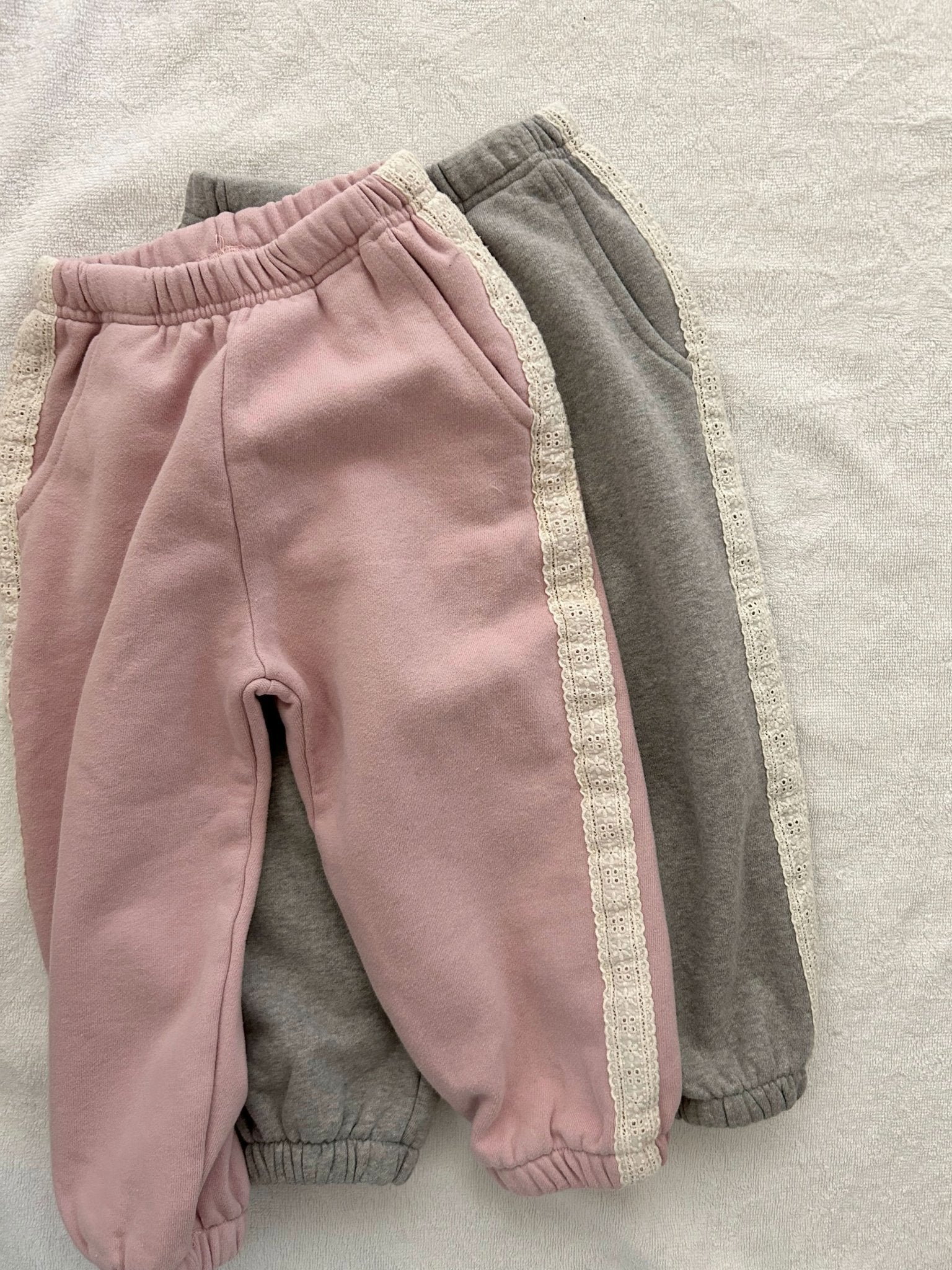 Kids Blushed Cotton Lace Detail Jogger Pants (2 - 6y) - 2 Colors kids outfit