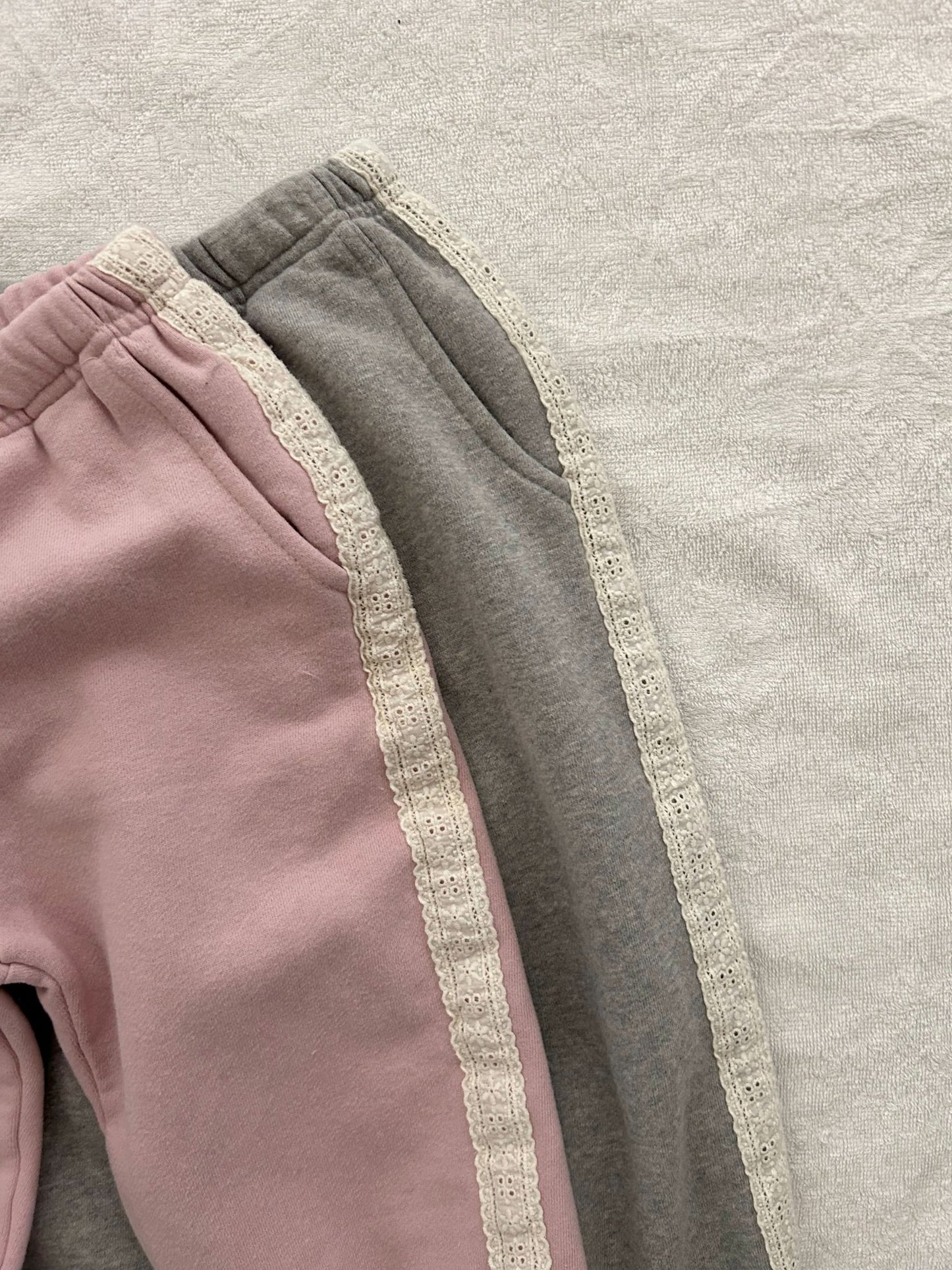 Kids Blushed Cotton Lace Detail Jogger Pants (2 - 6y) - 2 Colors kids outfit