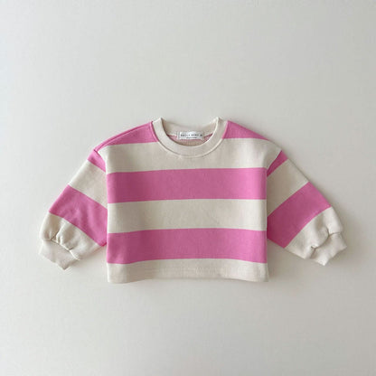 Kids Bold Stripe Crop Sweatshirt (1 - 6y) - 2 Colors kids outfit
