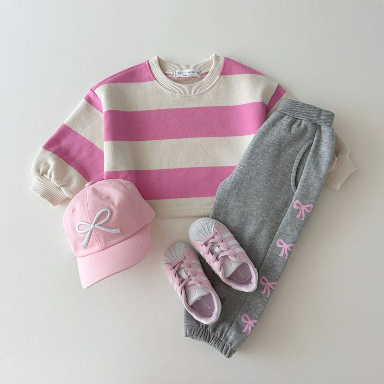 Kids Bold Stripe Crop Sweatshirt (1 - 6y) - 2 Colors kids outfit
